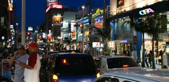Okinawa Archipelago, Night view of Kokusai-dori street in Naha