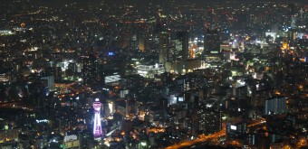 Osaka, Abeno Harukas, Night View on Tsutenkaku Tower