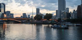 Okawa River in Osaka during Tanabata festival in July
