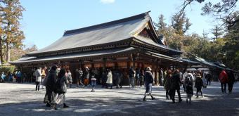 Ise Jingu, Kaguraden in Naiku inner shrine (Kotai-jingu) during Kenkoku-kinen-sai on February 11
