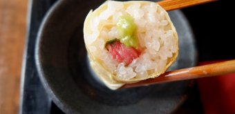 Nikko Yubamaki Zen Restaurant, Tochigi beef and yuba maki with wasabi