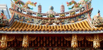 Chukagai (Chinatown in Yokohama), Detail of the roof of Kantei Byo temple (Kuan Ti Miao)