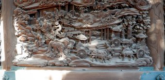 Shibamata (Katsushika, Tokyo), Carved wooden panel at Taishakuten Temple