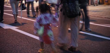 Tenjin Matsuri in Osaka, Festival goers in traditional yukata