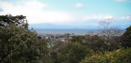 Hikone (Shiga), Panoramic view on Lake Biwa from the Castle's grounds