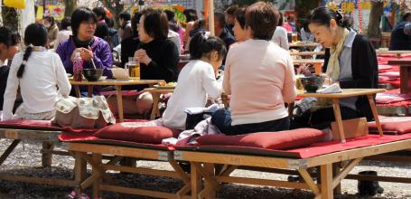 Maruyama Park (Kyoto), picnic in socks under the cherry trees