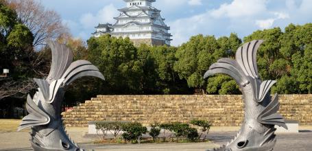 Himeji Castle, View on the keep from Shiromidai Park