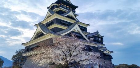 Kumamoto Castle, Main keep in spring 2016
