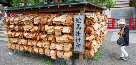 Ema votive plates in Kameido Tenjin shrine (Tokyo)