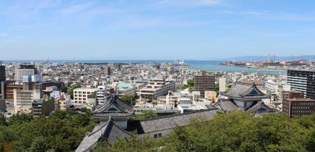Wakayama Castle, Panoramic view on the city from the top of the keep