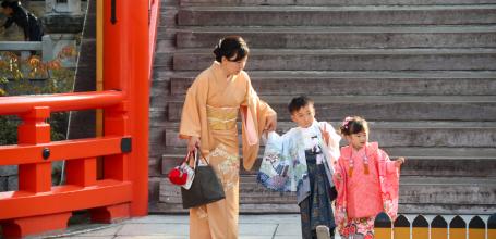 Sumiyoshi Taisha (Osaka), Japanese family celebrating Shichi-Go-San in November