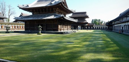 Zuiryu-ji (Takaoka), Temple's pavilions surrounded by lawn