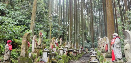 Hozan-ji (Nara), Stairway lined with Jizo statues at the temple