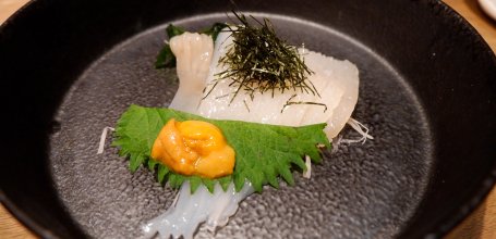 Otaru Masazushi Ginza (Tokyo), Ika Somen (raw squid sliced into thin noodles and urchin-based sauce)