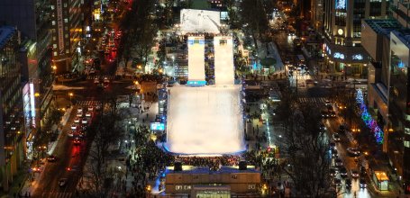 Sapporo TV Tower, Night view on Odori Park during the Yuki Matsuri Festival in February 3