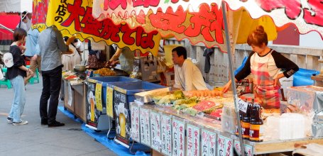 Okonomiyaki stall at Tokyo's Kanda Matsuri Festival