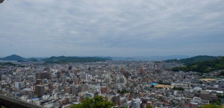 Matsuyama Castle (Shikoku), View on the city and Seto Inland Sea from the keep
