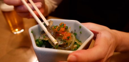 Guenpin Kagurazaka (Tokyo), Steamed fugu skin served in sashimi