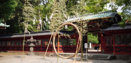 Nezu-jinja (Tokyo), Chinowa grass ring set up for Nagoshi no Harae (June 30th)