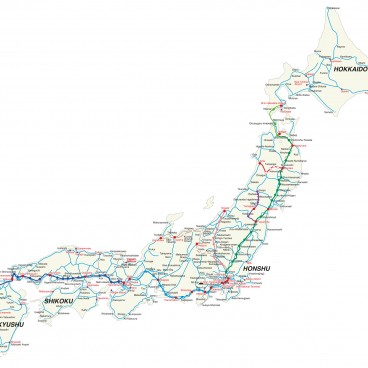Map of the JR train network in Japan