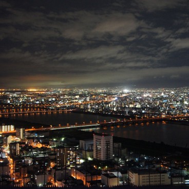 Umeda Sky Building (Osaka), Night view on the Yodo-gawa river from the observatory