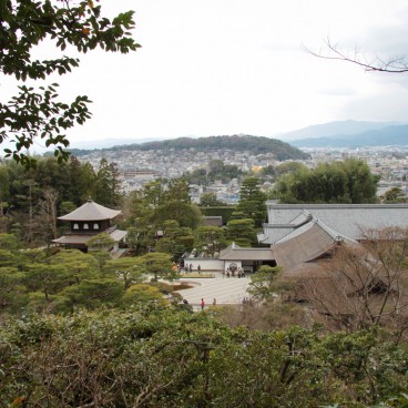 Ginkaku-ji, View on northern Kyoto and the temple's grounds in winter