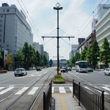 Okayama, avenue with tram tracks