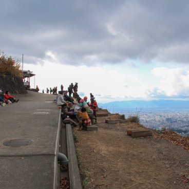Mount Daimonji in Kyoto, View on the city and Gozan no Okuribi fire pits 2