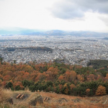 Mount Daimonji in Kyoto, View on the city and Gozan no Okuribi fire pits