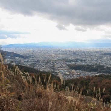 Mount Daimonji in Kyoto, View on the city from the mountain in autumn