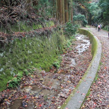 Mount Daimonji in Kyoto, Walking path and river in autumn