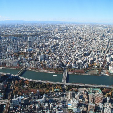 Tokyo SkyTree, View on the Sumida River and the north-west of Tokyo