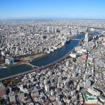 Tokyo SkyTree, View on the Sumida River and Arakawa River