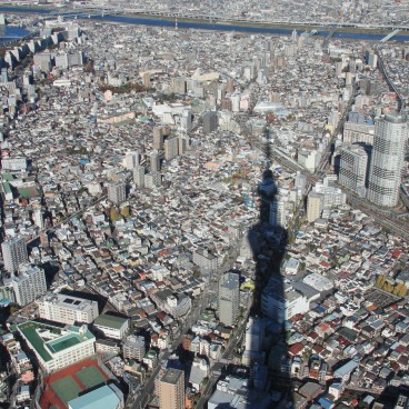 Tokyo SkyTree, The tower casting its shadow on the city