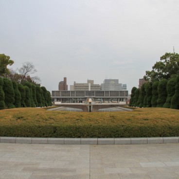 Hiroshima Peace Museum and Cenotaph in Hiroshima Peace Memorial Park