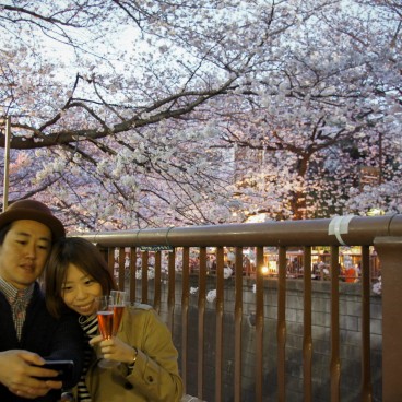 Naka Meguro-gawa in Shibuya (Tokyo), Visitors enjoying the light-ups in spring