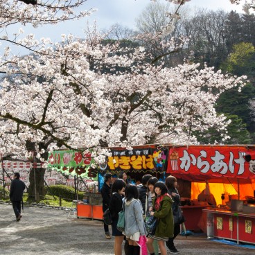 Kenrokuen Garden in Kanazawa, Festival food stalls in spring
