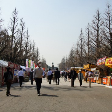 Yasukuni Shrine in Tokyo, Main alley during Sakura Matsuri in spring
