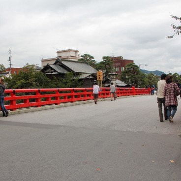 Takayama in the Japanese Alps, Red bridge