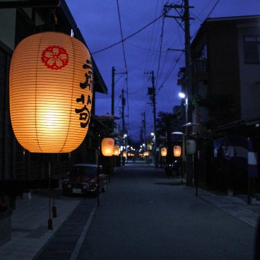 Takayama in the Japanese Alps, Old shopping street illuminated by paper lanterns