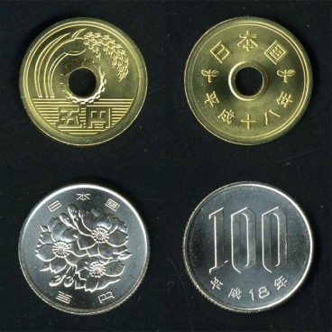 Japanese coins in yen