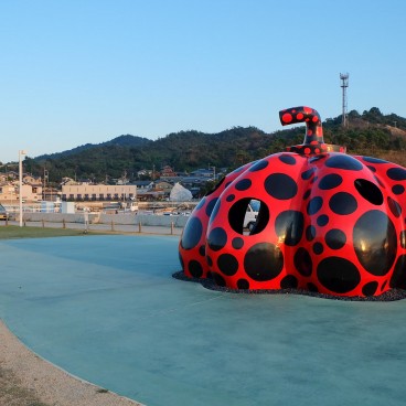 Naoshima Art Island, Sculpture Red Pumpkin by Yayoi Kusama