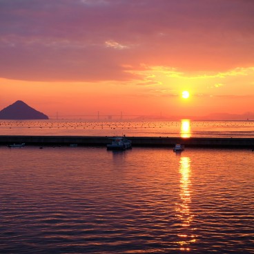 Naoshima Art Island, View on Seto Inland Sea at sunset