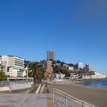 Atami, View on the beach in winter