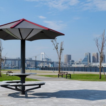 Toyosu-Gururi Park and Rainbow Bridge View