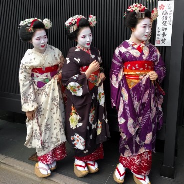 Maiko (Geiko apprentices) in a street of Kyoto