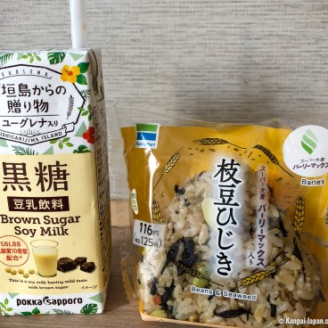 Soy milk and vegan onigiri from the konbini