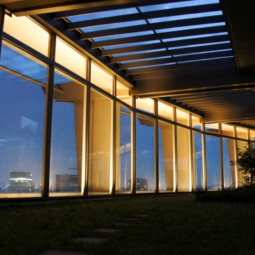 A rooftop in Tokyo at night