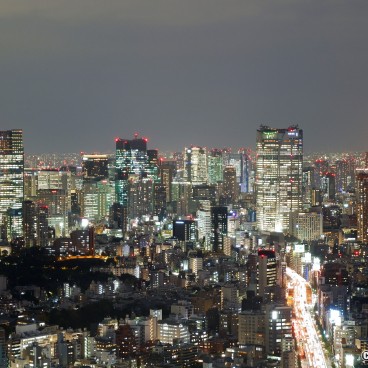 Shibuya Sky Observatory (Scramble), Night panorama on Roppongi and Tokyo Tower
