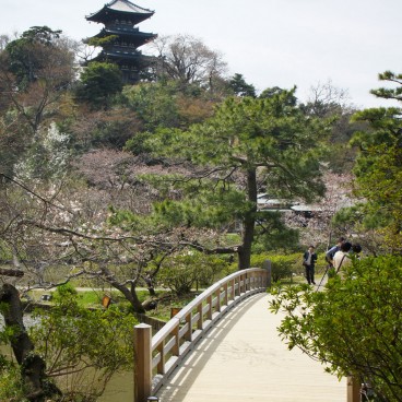 Sankei-en Garden, Yokohama, View on the Three-story Pagoda